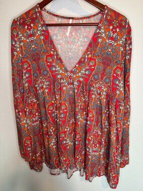 Free People Paisley Boho Tunic Mini Dress -